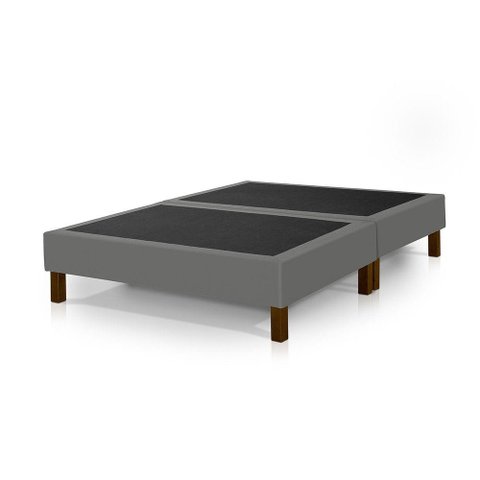 Base Box Madri Bipartido 1,38 X 1,88 Casal Klm Móveis Cinza