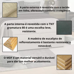 Calçadeira Baú Recamier Casal 140cm Carla Linho:bege - 4