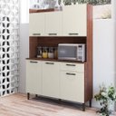 Ver imagem 1 de Armário de Cozinha Compacta 6 Portas 1 Gaveta Gênova - Nogueira/off White