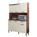 Ver imagem 7 de Armário de Cozinha Compacta 6 Portas 1 Gaveta Gênova - Nogueira/off White