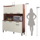 Ver imagem 4 de Armário de Cozinha Compacta 6 Portas 1 Gaveta Gênova - Nogueira/off White