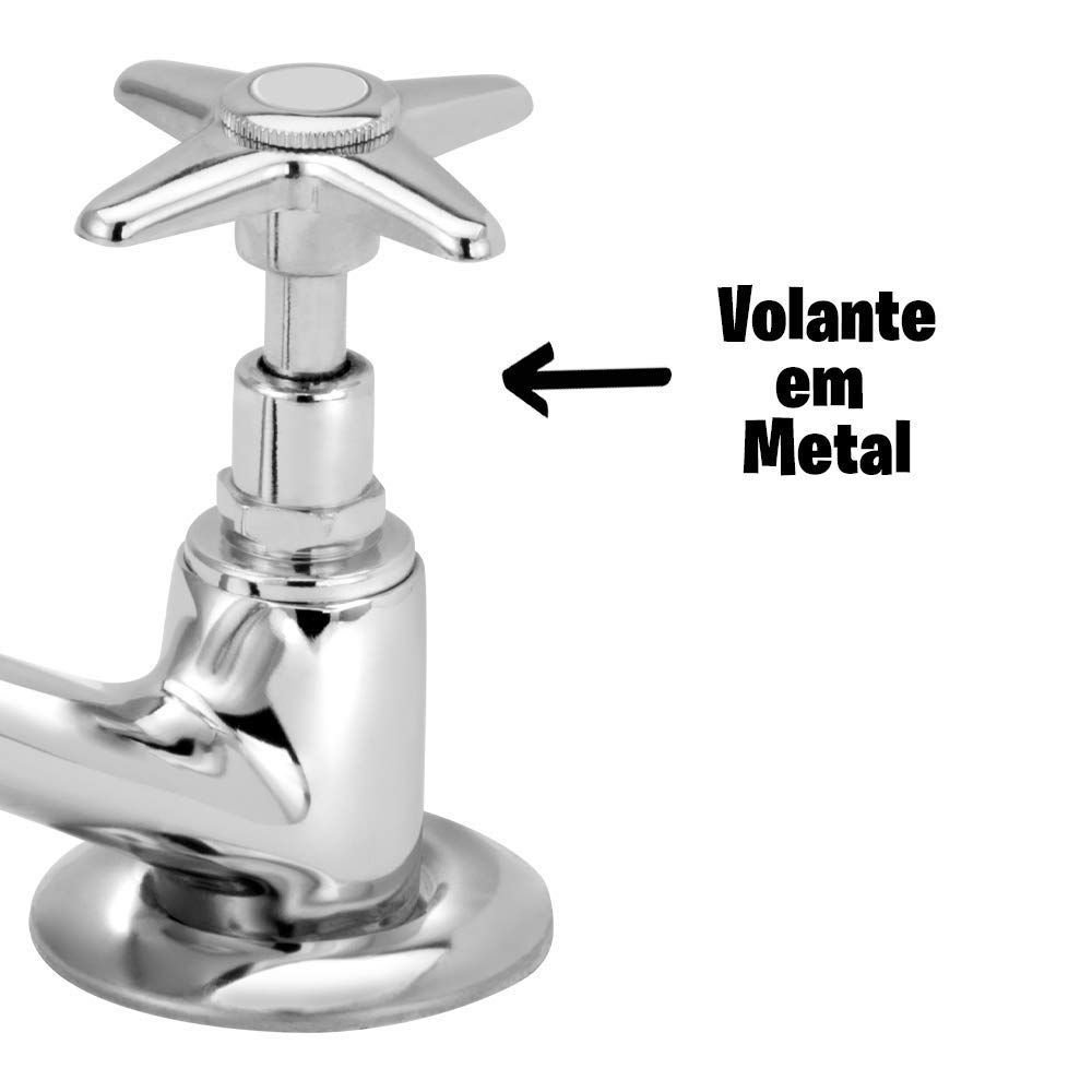 Torneira de Pia Tradicional Metal para Banheiro Mesa Simples Casagrande Mundial - 2