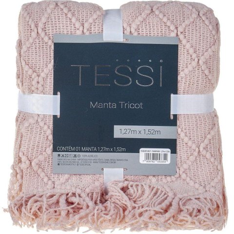 Manta Tricot Style Decorativa 127x152 Toque Super Macio Champagne