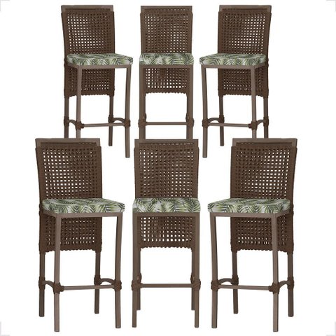 6 Banqueta em Alumínio Roma Fendi Corda Náutica Tecido 5