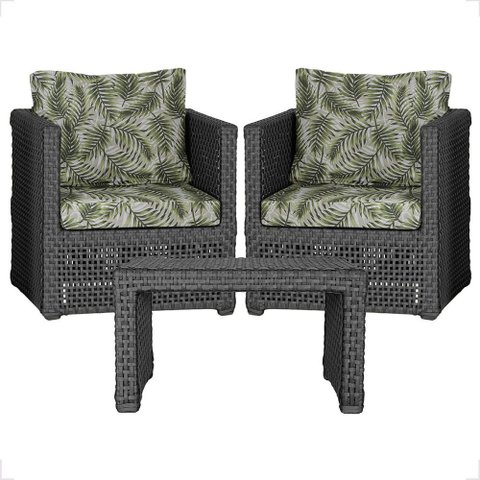 Mesa Centro e 2 Poltronas Madri Corda Náutica Estofado 5 Trama Original