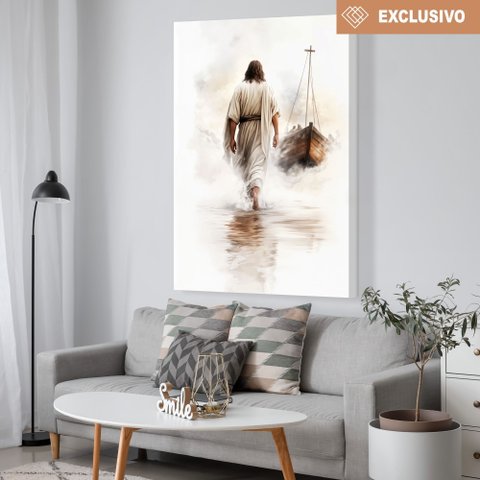 Quadro Decorativo Exclusivo Jesus sobre Águas Sala Quarto Casa Escritório