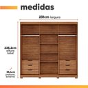 Ver imagem 3 de Guarda Roupas Casal 3 Portas de Correr Frisado com Espelho 6 Gavetas 100% MDF Lia