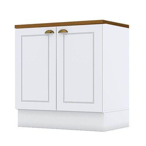Balcão 2 Portas 80 Cm Nova York Branco com Tampo para Cooktop Nature – Henn