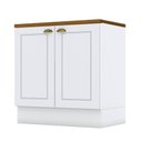 Ver imagem 1 de Balcão 2 Portas 80 Cm Nova York Branco com Tampo para Cooktop Nature – Henn