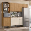 Ver imagem 1 de Cozinha Compacta 100% MDF 4 Peças Balcão 120cm para Pia Vert Plus Freijó/Bege Soft