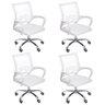 Kit 4 Cadeiras de Escritório Mesh Assento Estofado Base Giratória 9050 - Branca - 1