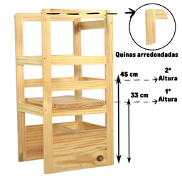 Torre Aprendizagem Montessoriana Cadeira Alimentação Madeira Pinus - 3
