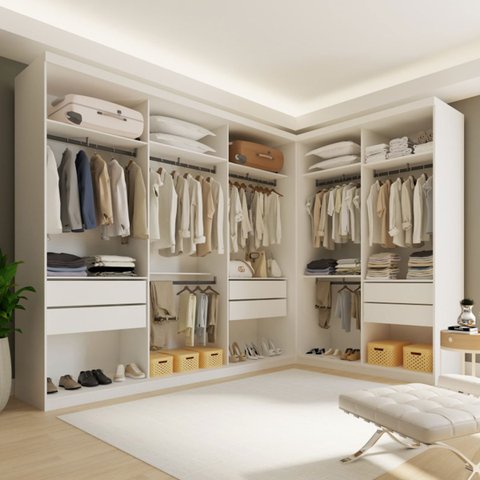 Closet Casal sem Portas 2 Módulos 6 Gavetas França Minastex Branco