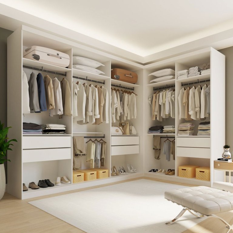 Closet Casal sem Portas 2 Módulos 6 Gavetas França Minastex Branco