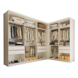 Closet Casal sem Portas 2 Módulos 6 Gavetas França Minastex Branco - 2