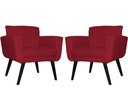 Ver imagem 1 de Kit 2 Poltronas Decorativa Geovana Suede Vermelho Pés Madeira Mz Decor