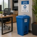 Ver imagem 4 de Lixeira Coleta Seletiva Azul com Pedal 30 Litros Cesto Lixo Reciclagem Papel Grande 30L Condominio e