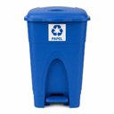 Ver imagem 1 de Lixeira Coleta Seletiva Azul com Pedal 30 Litros Cesto Lixo Reciclagem Papel Grande 30L Condominio e