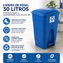 Ver imagem 6 de Lixeira Coleta Seletiva Azul com Pedal 30 Litros Cesto Lixo Reciclagem Papel Grande 30L Condominio e