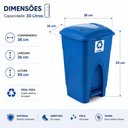 Ver imagem 7 de Lixeira Coleta Seletiva Azul com Pedal 30 Litros Cesto Lixo Reciclagem Papel Grande 30L Condominio e