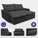 Ver imagem 7 de Sofá sem Caixa Retrátil 1,80m Softgel Celeste Velusoft Preto Cama Inbox