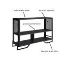 Ver imagem 5 de Rack com Gaveta Aparador e 2 Estantes Industrial Metal e MDP Preto com Mel Placa & Ponto