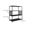 Ver imagem 6 de Rack com Gaveta Aparador e 2 Estantes Industrial Metal e MDP Preto com Mel Placa & Ponto