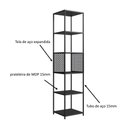 Ver imagem 7 de Rack com Gaveta Aparador e 2 Estantes Industrial Metal e MDP Preto com Mel Placa & Ponto
