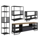 Ver imagem 3 de Rack com Gaveta Aparador e 2 Estantes Industrial Metal e MDP Preto com Mel Placa & Ponto