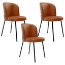 Ver imagem 1 de Kit 3 Cadeiras Sala de Jantar Estofada Gavi L02 Couríssimo Camel