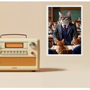 Ver imagem 1 de Quadro Decorativo Professor Gato 33x24cm:moldura Branca