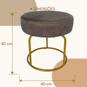 Ver imagem 5 de Puff Decor Veludo Cinza Dourado Redondo Puff Sala Quarto Penteadeira