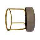 Ver imagem 3 de Puff Decor Veludo Cinza Dourado Redondo Puff Sala Quarto Penteadeira