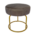 Ver imagem 1 de Puff Decor Veludo Cinza Dourado Redondo Puff Sala Quarto Penteadeira