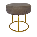 Ver imagem 2 de Puff Decor Veludo Cinza Dourado Redondo Puff Sala Quarto Penteadeira