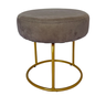 Puff Decor Veludo Cinza Dourado Redondo Puff Sala Quarto Penteadeira - 2