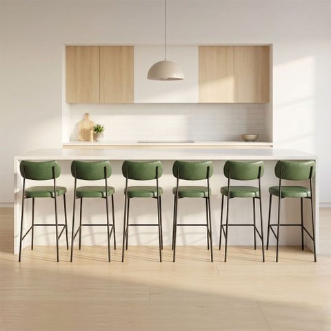 Banqueta Cozinha Alta Encosto Industrial Kit 6 Nile Sintético PU a08 - D'Rossi