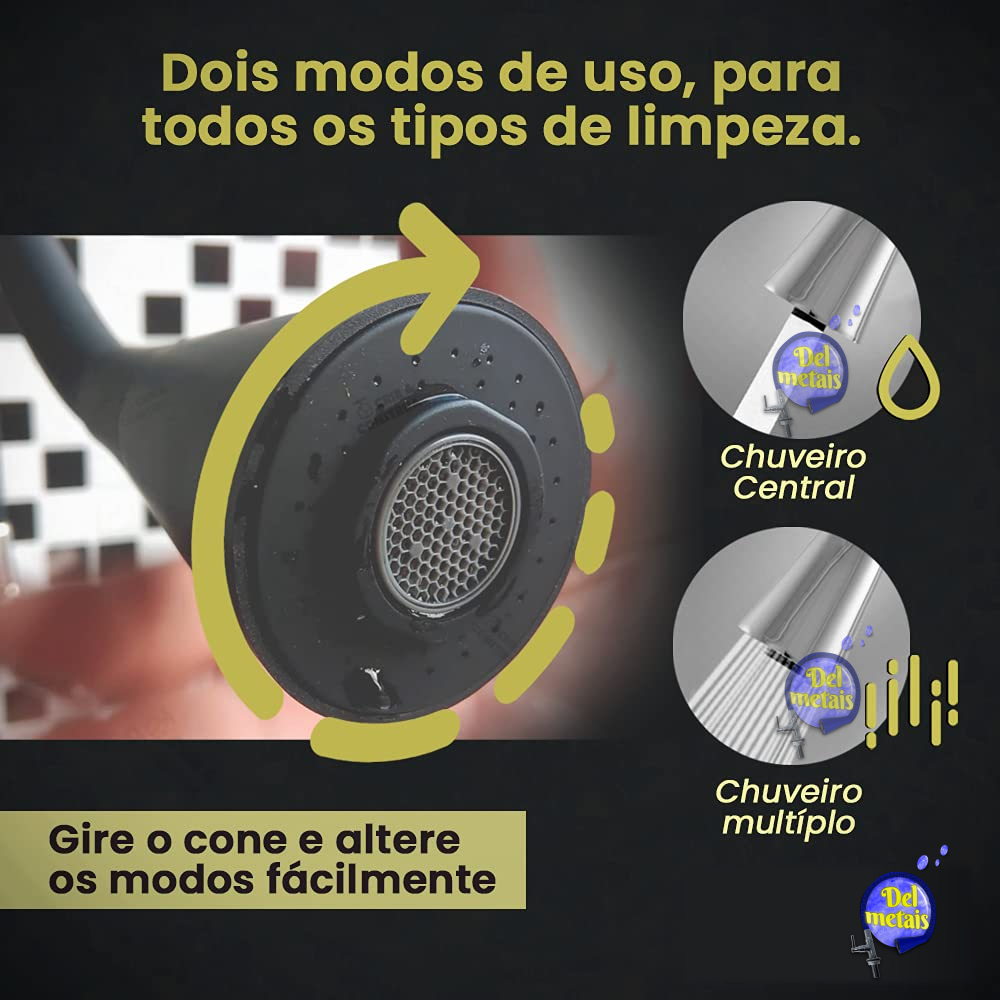 Torneira Gourmet Cozinha Flexível Multiuso Preto Mesa C34 Multiuso - 3