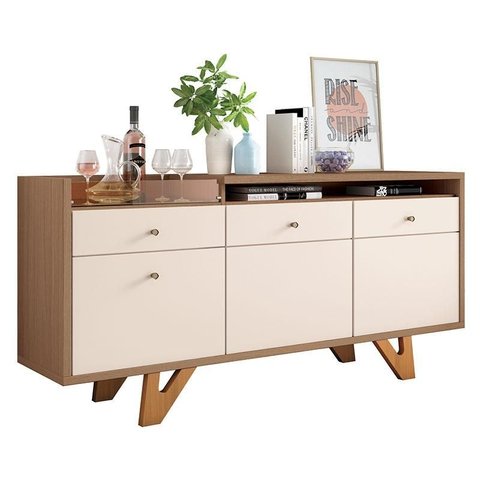 Buffet Soft Castanho Off White – Hb Móveis