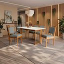 Ver imagem 1 de Conjunto Sala de Jantar Lina em Madeira Maciça 6 Cadeiras Boucle Cinza