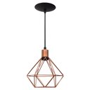 Ver imagem 1 de Kit 2 Pendente Aramado Poptem Diamante Pequeno Cobre Metal 19cm Luminária Lustre Sala