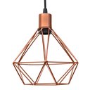 Ver imagem 2 de Kit 2 Pendente Aramado Poptem Diamante Pequeno Cobre Metal 19cm Luminária Lustre Sala