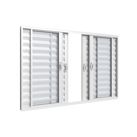 Janela Veneziana 6 Folhas de Alumínio Branca 150x100x7 cm sem Grade com Fecho Sobrepor