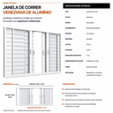 Ver imagem 6 de Janela Veneziana 6 Folhas de Alumínio Branca 150x100x7 cm sem Grade com Fecho Sobrepor