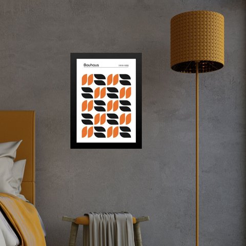 Quadro Bauhaus Laranja - Minimalist Tears 33x24cm:moldura Preta