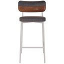 Ver imagem 3 de Kit 03 Banquetas Alta Bar Cozinha Sala de Jantar Aço Branco Kaira C01 Linho Preto Courino Whisky -