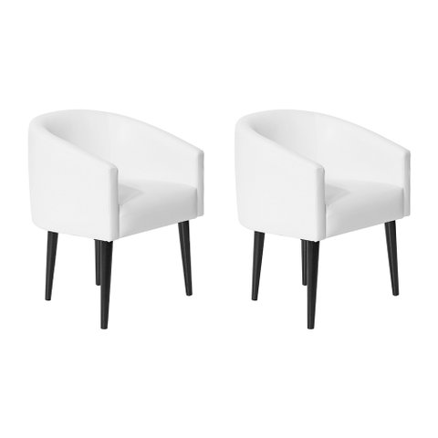Kit 2 Poltrona Sandy em Courvin para Escritório Consultório Sala de Estar Recepção - Branco