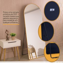 Espelho Grande Oval com Base Reta Corpo Inteiro 150 X 60 Cm - 6