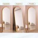 Ver imagem 1 de Espelho Grande Oval com Base Reta Moldura Bronze Corpo Inteiro 150x60cm Closet Provador Quarto