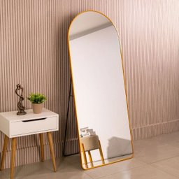 Espelho Grande Oval com Base Reta Moldura Bronze Corpo Inteiro 150x60cm Closet Provador Quarto - 5